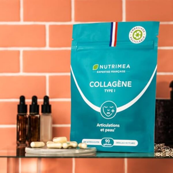 COLLAGÈNE Type I - Source de vitamine C - Hydratation de la Peau - Protège Os & Articulations - 900 mg - 90 Gélules - Nutrimea - Fabriqué en France – Image 9