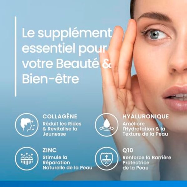 COLLAGENE et ACIDE HYALURONIQUE Vitastrong - 2000mg Collagène COLLinstant® avec Biotine, Coenzyme Q10, Zinc, Sélénium, Vitamine C, Vitamine D - Formule Efficace - Qualité Premium – Image 4