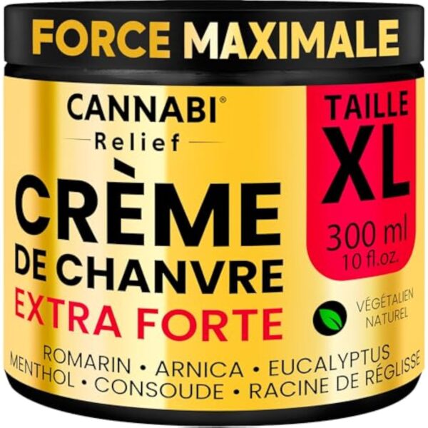 CRÈME DE CHANVRE EXTRA FORTE | Crème Naturelle De Qualité Supérieure Pour Les Articulations Et Les Muscles | Cou, Épaules, Coudes, Dos, Hanches, Genoux, Poignets, Mains, Pieds, Chevilles (300 ml)