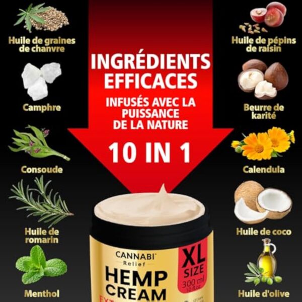 CRÈME DE CHANVRE EXTRA FORTE | Crème Naturelle De Qualité Supérieure Pour Les Articulations Et Les Muscles | Cou, Épaules, Coudes, Dos, Hanches, Genoux, Poignets, Mains, Pieds, Chevilles (300 ml) – Image 4