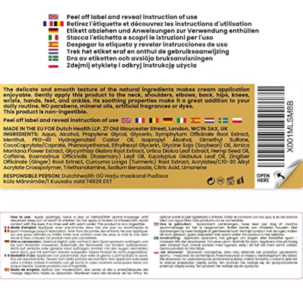 CRÈME DE CHANVRE EXTRA FORTE | Crème Naturelle De Qualité Supérieure Pour Les Articulations Et Les Muscles | Cou, Épaules, Coudes, Dos, Hanches, Genoux, Poignets, Mains, Pieds, Chevilles (300 ml) – Image 7