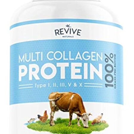 Capsules protéiques multicollagènes - 5 types de peptides de collagène d'origine alimentaire - Bovin hydrolysé nourri à l'herbe, poisson sauvage de mer & poulet en liberté, 120 capsules
