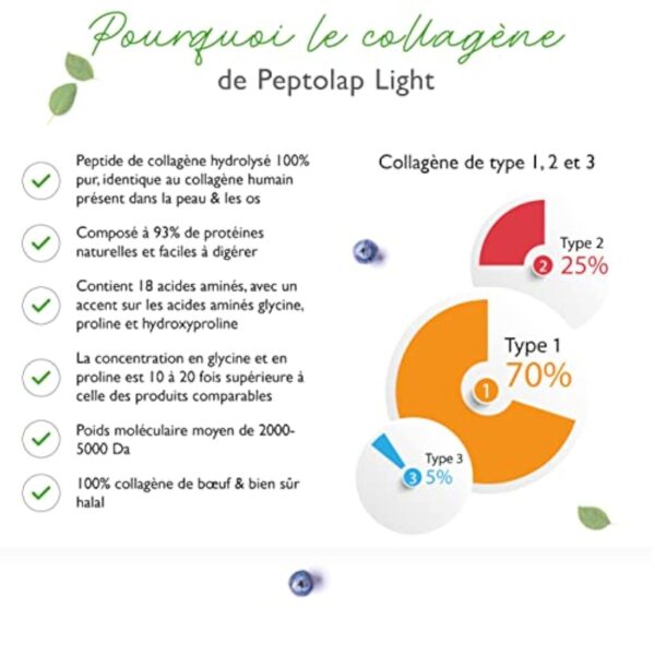 Collagène - 240 gélules - 1500 mg par portion journalière - Premium : 100% collagène hydrolysat peptidique bovin de Peptolap Light - Hautement dosé – Image 3