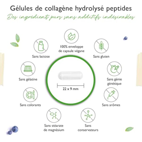 Collagène - 240 gélules - 1500 mg par portion journalière - Premium : 100% collagène hydrolysat peptidique bovin de Peptolap Light - Hautement dosé – Image 6