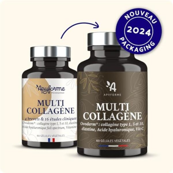 Collagène Breveté + Acide Hyaluronique - ÉLU PRODUIT DE L'ANNÉE 2023-3 Brevets et 16 Études Cliniques - 2 Mois de Cure - 60 Gél - Fabriqué en France par Apyforme – Image 3