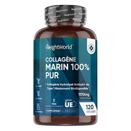 Collagène Marin Hydrolysé 100% Pur Type 1-1170mg 120 Gélules de Collagène Marin - Peptides de Collagène Hydrolysé NatiCol - Alternative Au Collagene Marin Poudre - Os, Articulations, Peau, Cheveux