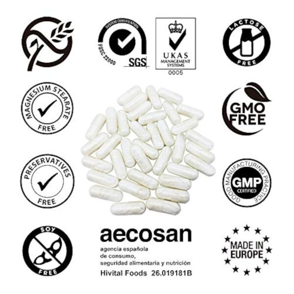 Collagène Marin et Acide Hyaluronique, Coenzyme Q10, Vitamine C et Zinc | 180 gélules (3 mois de traitement) | Peptides pour la santé des articulations, cartilage, les os, peau, cheveux et ongles. – Image 5