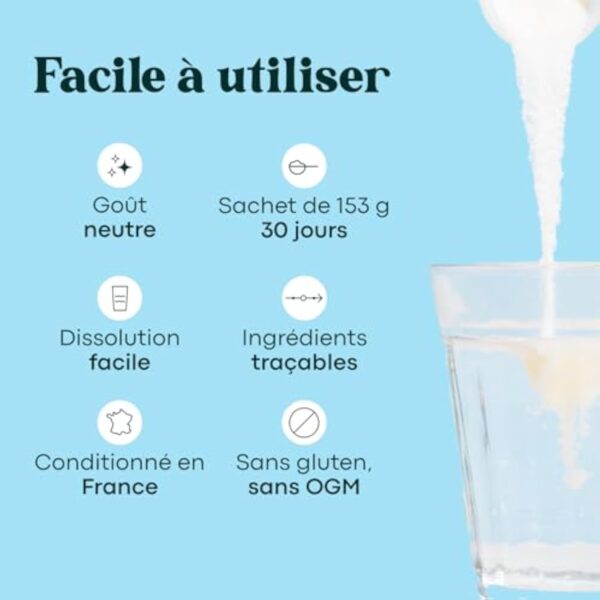 Collagène Marin Poudre Type 1 et 3, Non Aromatisé, 5g par jour, Cure de 30 jours, Peptides Hydrolysés 2000 DA, Peau Hydratée & Articulations Souples, Sachet 153g, Essentials by Novoma – Image 5