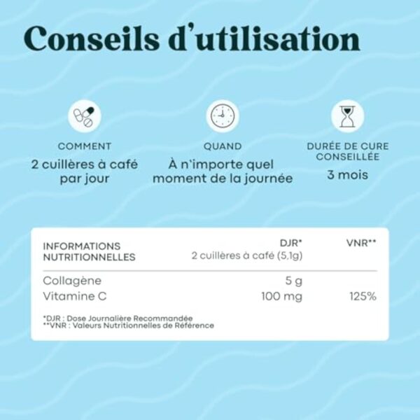 Collagène Marin Poudre Type 1 et 3, Non Aromatisé, 5g par jour, Cure de 30 jours, Peptides Hydrolysés 2000 DA, Peau Hydratée & Articulations Souples, Sachet 153g, Essentials by Novoma – Image 6