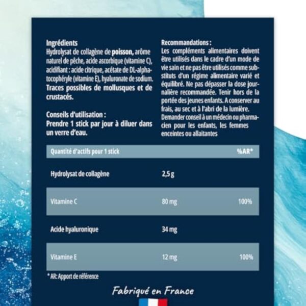 Collagene Marin Type 1 et 2 Premium avec Vitamines C & E | 2500 mg Collagene Marin Acide Hyaluronique pour Peau, Cheveux & Articulations | Haute Absorption | TRYVITE | 15 sticks – Image 7