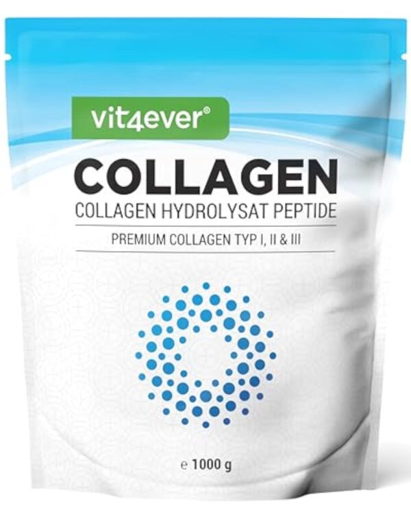 Collagène en Poudre 1000 g - 100% Collagène Bioactif hydrolysat Peptides - collagène type 1, 2 & 3 - Goût Neutre - Sans additifs