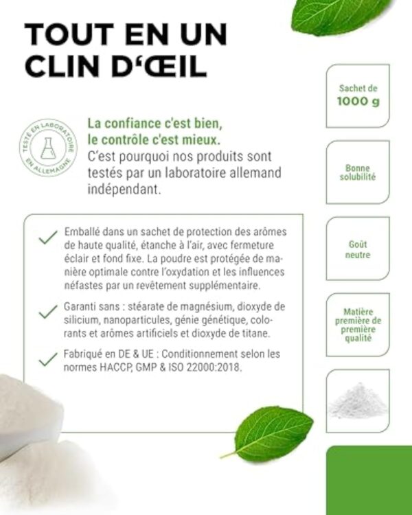 Collagène en Poudre 1000 g - 100% Collagène Bioactif hydrolysat Peptides - collagène type 1, 2 & 3 - Goût Neutre - Sans additifs – Image 5