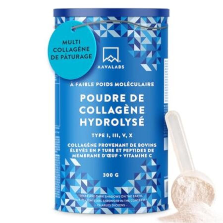 Collagene en Poudre Peptide de Collagene Hydrolisé | Collagene Bovin Certifié 100% Nourri à l’Herbe, Multi Collagène Poudre Type I III V X | Collagene et Acide Hyaluronique Poudre Non Aromatisé 300g