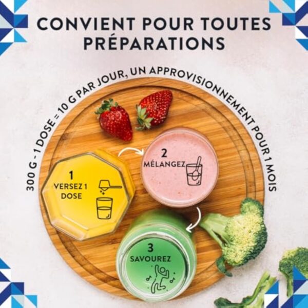 Collagene en Poudre Peptide de Collagene Hydrolisé | Collagene Bovin Certifié 100% Nourri à l’Herbe, Multi Collagène Poudre Type I III V X | Collagene et Acide Hyaluronique Poudre Non Aromatisé 300g – Image 6