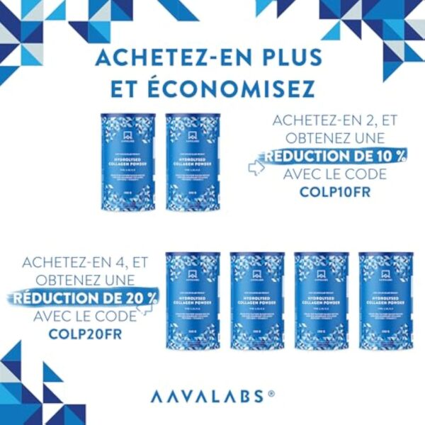Collagene en Poudre Peptide de Collagene Hydrolisé | Collagene Bovin Certifié 100% Nourri à l’Herbe, Multi Collagène Poudre Type I III V X | Collagene et Acide Hyaluronique Poudre Non Aromatisé 300g – Image 8