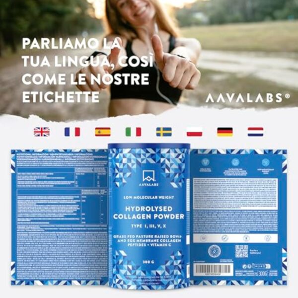 Collagene en Poudre Peptide de Collagene Hydrolisé | Collagene Bovin Certifié 100% Nourri à l’Herbe, Multi Collagène Poudre Type I III V X | Collagene et Acide Hyaluronique Poudre Non Aromatisé 300g – Image 10