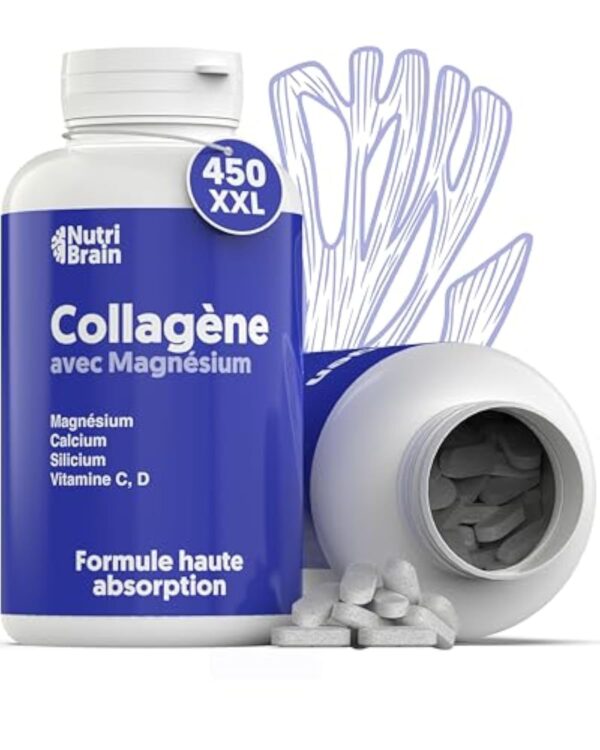 Collagène hydrolysé XXL 450 Gélules (6 mois) | Pour les Articulations, Peau, Cheveux, système immunitaire, l'Énergie et la Beauté | Renforcé en Magnésium, Vitamine C, Vitamine D, Calcium et Silicium – Image 2