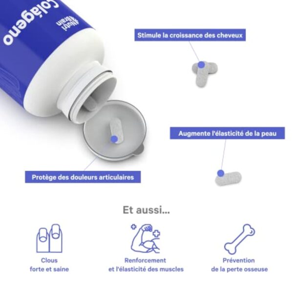 Collagène hydrolysé XXL 450 Gélules (6 mois) | Pour les Articulations, Peau, Cheveux, système immunitaire, l'Énergie et la Beauté | Renforcé en Magnésium, Vitamine C, Vitamine D, Calcium et Silicium – Image 5
