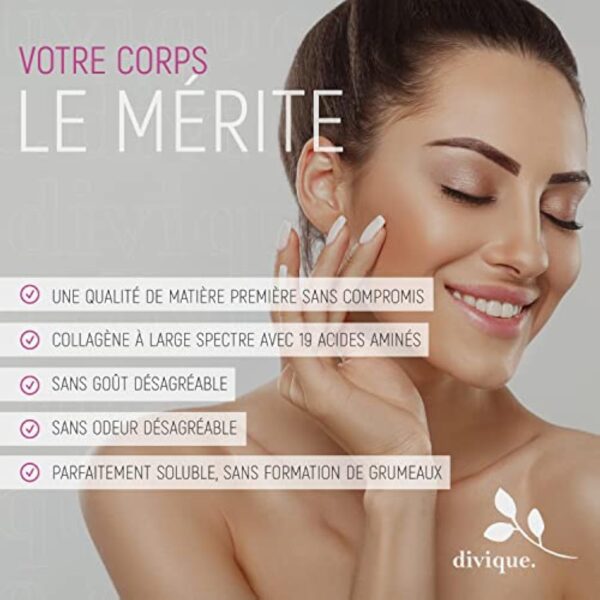 Divique poudre de collagène [500g] - premium multicollagène de type 1, 2, 3, 5, 10-100% peptides de collagène - 10 000 mg de collagène par jour - insipide, soluble, sans additifs – Image 10