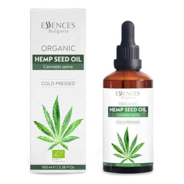 Essences Bulgaria Huile de Graines de Chanvre Bio 100 ml | Huile Pressée à Froid 100% Naturelle | Qualité Thérapeutique | Ferme Familiale | Huile de Base de Massage | Hydratant Naturel