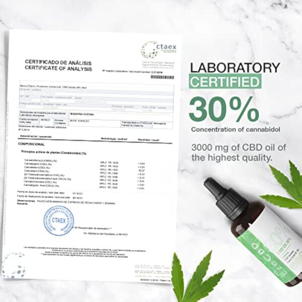 Ezero Huile Cbd 30% Premium 3000 Mg Biologique Pure - Huile De Chanvre - Huile De Cdb - Hemp Oil - Certifié Bio, Naturel Et Végane - 10 Ml – Image 8