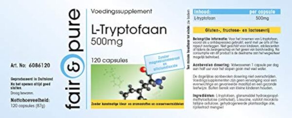 Fair & Pure® - L-tryptophane 500mg - végan - acide aminé essentiel - 120 gélules de tryptophane – Image 8