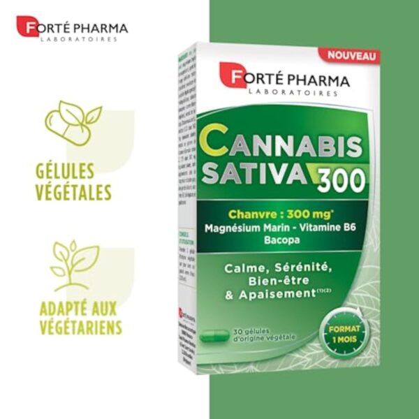 Forté Pharma - Cannabis Sativa 300 - Complément Alimentaire à base de Chanvre, Magnésium Marin et Bacopa - Anti Stress Adulte - 30 gélules – Image 5