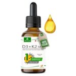 Gouttes de vitamine D3 + K2 végétaliennes - 1700 gouttes - 1000 U.I. D3 + 20µg K2 MK7 par goutte - flacon de 50ml de Moriveda