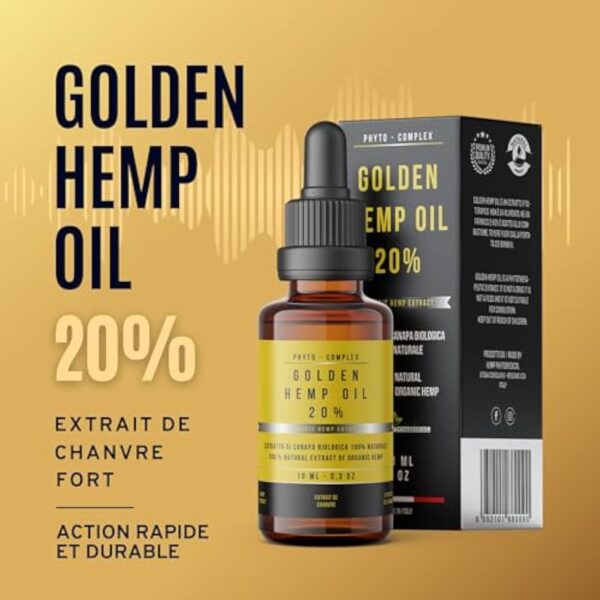 Hemp Phytomedical - Golden Hemp Oil 20% - Huile de Chanvre Haute Concentration 200mg/ml, Formule Phyto-Complex Spectre Large – Image 3