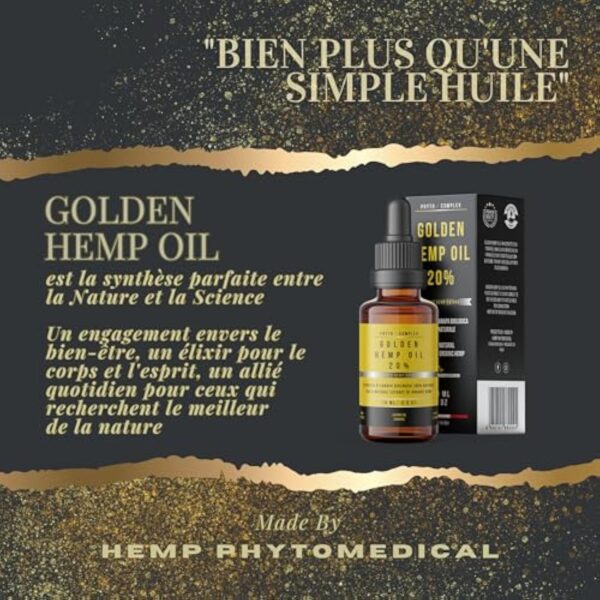 Hemp Phytomedical - Golden Hemp Oil 20% - Huile de Chanvre Haute Concentration 200mg/ml, Formule Phyto-Complex Spectre Large – Image 6
