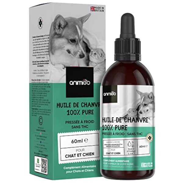 Huile de Graines de Chanvre Chien & Chat 60ml, Pressée à Froid, avec Oméga 3, 6, 9 - (Cannabis Sativa) - Source des Vitamines A, B, D - pour l'Anxiété & Le Stress - Fabriqué en UE – Image 2
