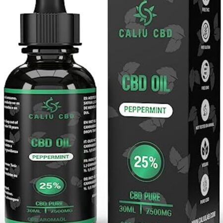 | Huile de chanvre bio | 25% 7500mg 30ML | À l'extrait de menthe | Huile de MENTHE | Fabriqué dans l'UE | 0% THC 1200 gouttes | Huile de graines de cannabis.