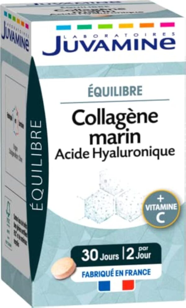 JUVAMINE - Equilibre - Collagène Marin et Acide Hyaluronique - Vitamine C - Peau et Articulations - 60 Comprimés - Programme de 30 jours - Fabriqué en France – Image 2