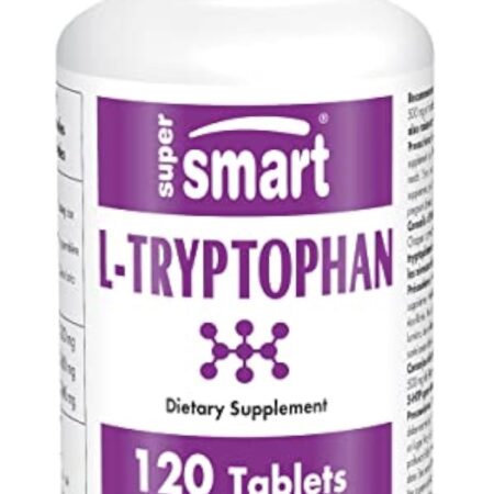 L-Tryptophane 1000 mg par jour - Qualité du sommeil et Endormissement - Précurseur de la Sérotonine, de la Mélatonine, du 5-HTP et de la Niacine - Vegan - Sans Gluten - Supersmart