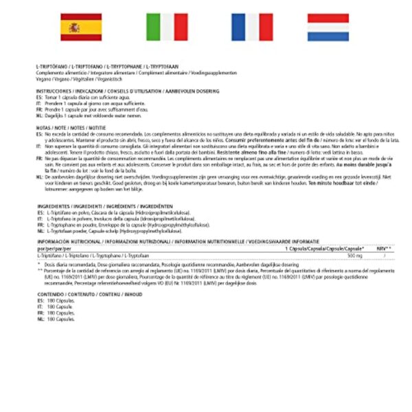 L-Tryptophane 500mg 180 Capsules - Qualité du Sommeil + Bonne Humeur - Acide Aminé Essentiel pur Naturellement Fermenté -180 Gélules Vegan - Qualité Allemande, sans Gluten et Additifs Inutiles – Image 7
