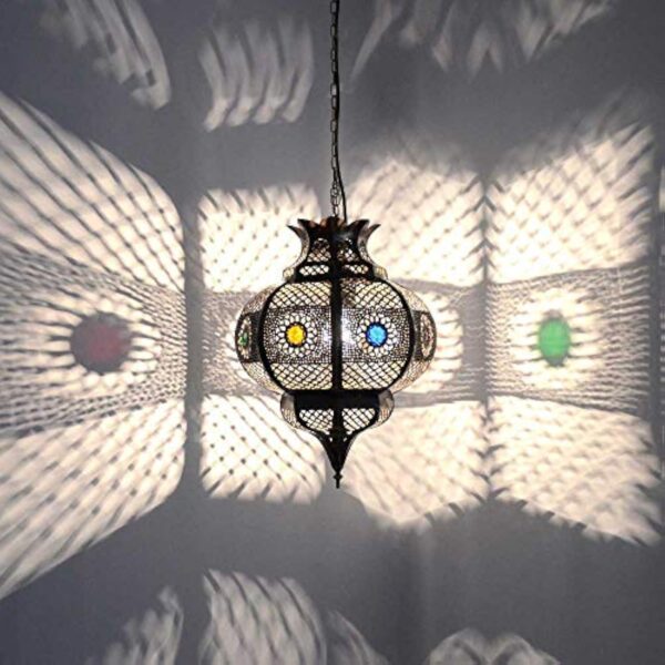LORIENT Cleopatra Lampe orientale en métal avec effet vieilli de cuivre Marron 42 cm – Image 7