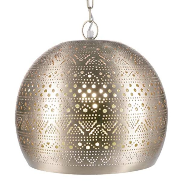 Lampe Suspension Luminaire marocaine Herera 30cm Argent E27 Douille | Plafonnier Lustre de Salon marocain oriental | Lanterne électrique indienne Vintage design décoration de maison orientale arabe – Image 2