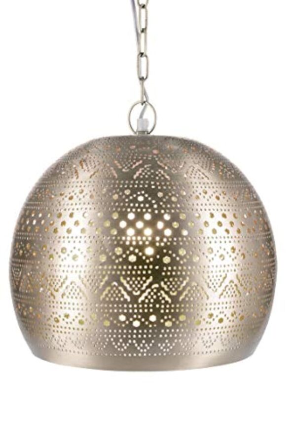 Lampe Suspension Luminaire marocaine Herera 30cm Argent E27 Douille | Plafonnier Lustre de Salon marocain oriental | Lanterne électrique indienne Vintage design décoration de maison orientale arabe – Image 3