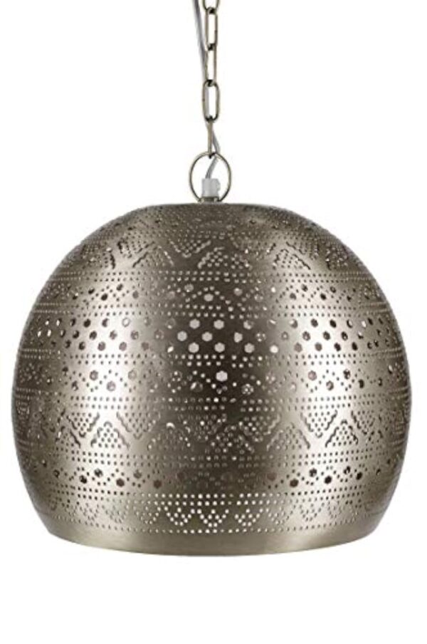 Lampe Suspension Luminaire marocaine Herera 30cm Argent E27 Douille | Plafonnier Lustre de Salon marocain oriental | Lanterne électrique indienne Vintage design décoration de maison orientale arabe – Image 5
