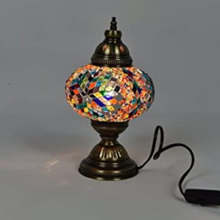 Lampe de table turque fabriquée à la main - Multicouleur - Lampe de nuit orientale