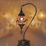 Lampe de table faite à la main en bronze turc, marocain, arabe, bohémien, oriental, style Tiffany, mosaïque de verre, belle lampe de table, décoration d'intérieur, vente précoce 2023 (doré - B)