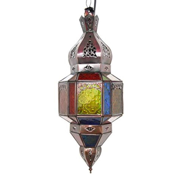 Lampe orientale en verre - Multicolore - Hauteur : 47 cm - Style vintage - Design marocain, arabe, oriental - 100 % fait main – Image 2