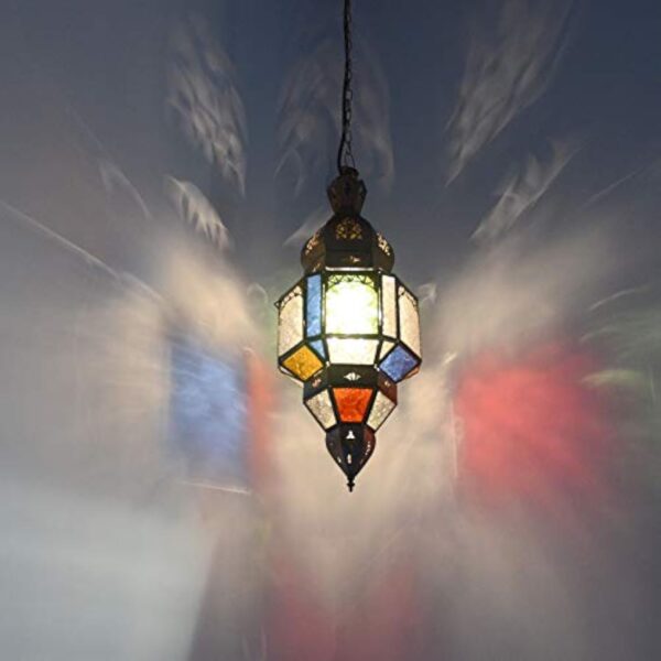 Lampe orientale en verre - Multicolore - Hauteur : 47 cm - Style vintage - Design marocain, arabe, oriental - 100 % fait main – Image 4