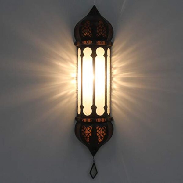 Lampe orientale murale de style marocain artisanat en provenance du Maroc Lanterne Ruya blanc Hauteur: 57 cm Largeur: 12 cm L5054 – Image 4