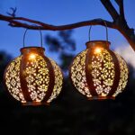 Lanterne Solaire Exterieur, OxyLED Lampe Solaire Exterieur 2 Suspendue Decoration Jardin Lampe Solaire Exterieur pour le Patio la Table le Deco Blanc chaudlanterne