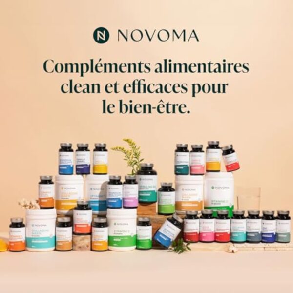 NOVOMA Collagène Marin + Acide Hyaluronique, 1000 mg de Collagene Pur Hydrolysé Type 1 & 3, Avec Vitamine C, Zinc et Biotine, Beauté de la Peau, Cheveux et Ongles, 90 gélules – Image 9