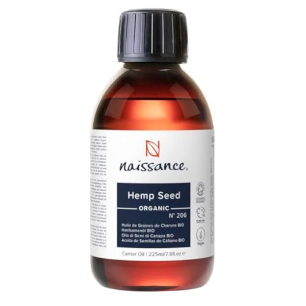 Naissance Huile de Graines de Chanvre BIO (No. 206) - 225ml - pour Visage, Cheveux - Naturelle et Pressée à Froid - Végan et Non Testé sur les Animaux