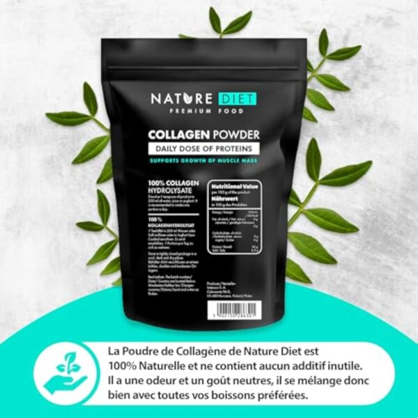 Nature Diet - Poudre de collagène 600 g | Hydrolysat | Sans saveur | Peptides de collagène | Source de protéines – Image 5