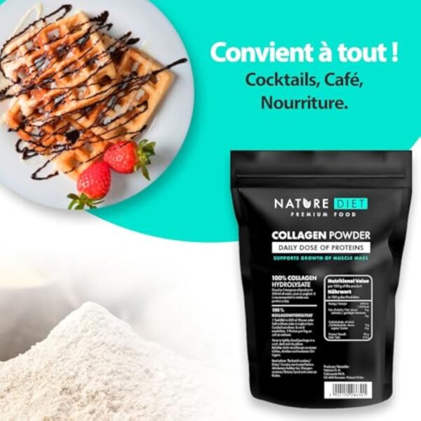 Nature Diet - Poudre de collagène 600 g | Hydrolysat | Sans saveur | Peptides de collagène | Source de protéines – Image 7