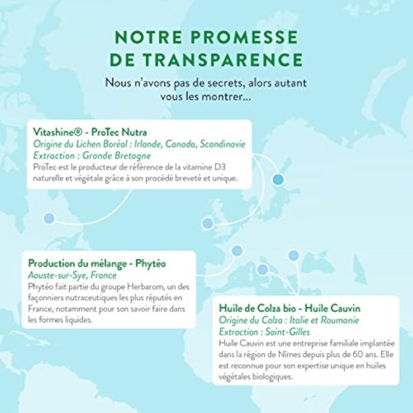 Nutri&Co Vitamine D3 Végétale issue du Lichen 100% Naturelle - 1000 U.I par Goutte - 2000 UI/j - Flacon 15ml - Santé des Os & Immunité - pour Adultes et Enfants - Vegan Fabriqué en France – Image 5